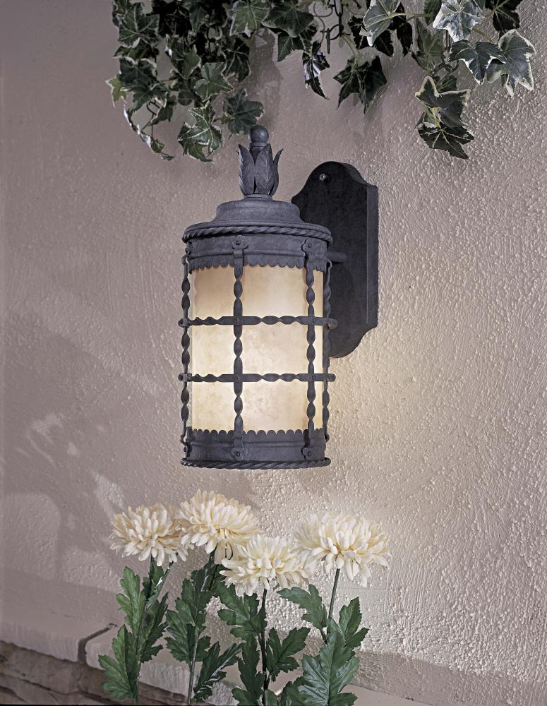 One Light Black Wall Lantern