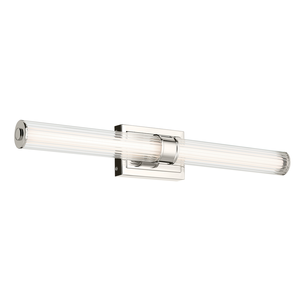 Laurene 31" Linear Bath Bar Large LED with Clear Fluted Glass in Chrome