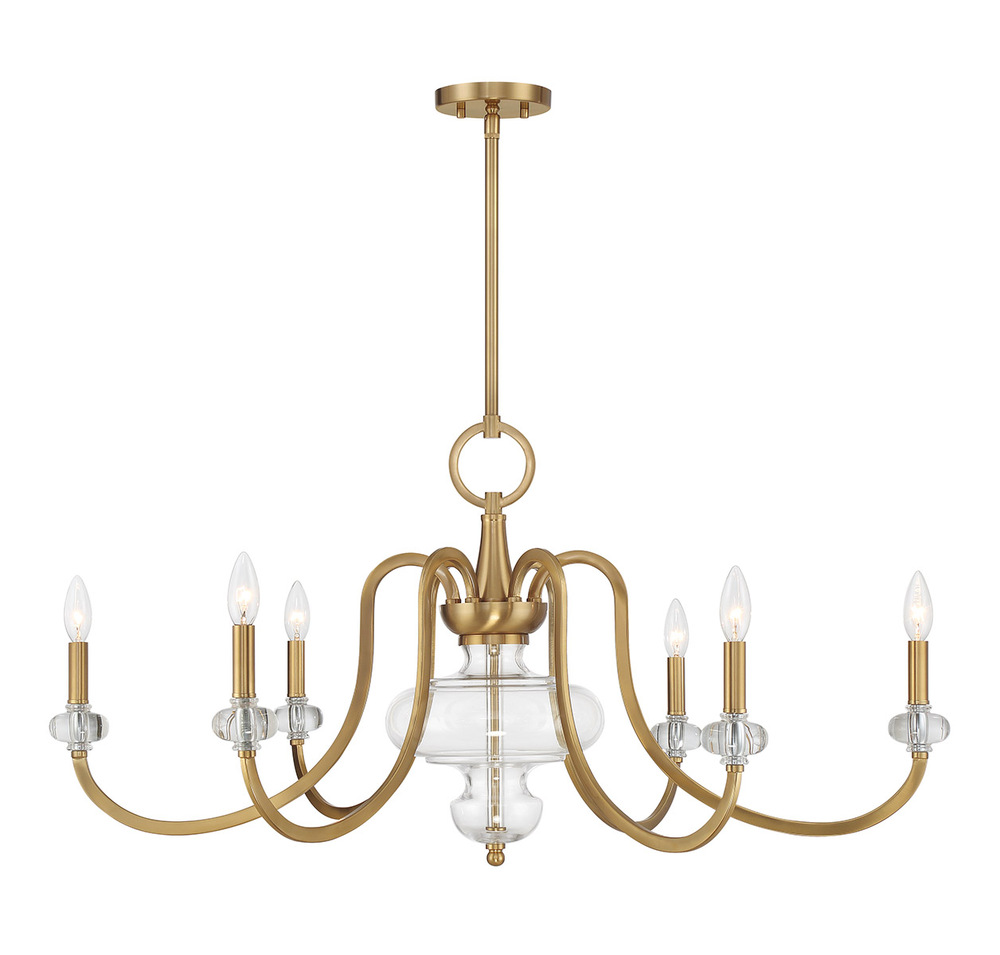 Bergdorf 6-Light Chandelier in Warm Brass