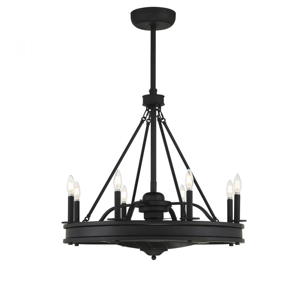 Lyon 8-Light Fan D'Lier in Matte Black