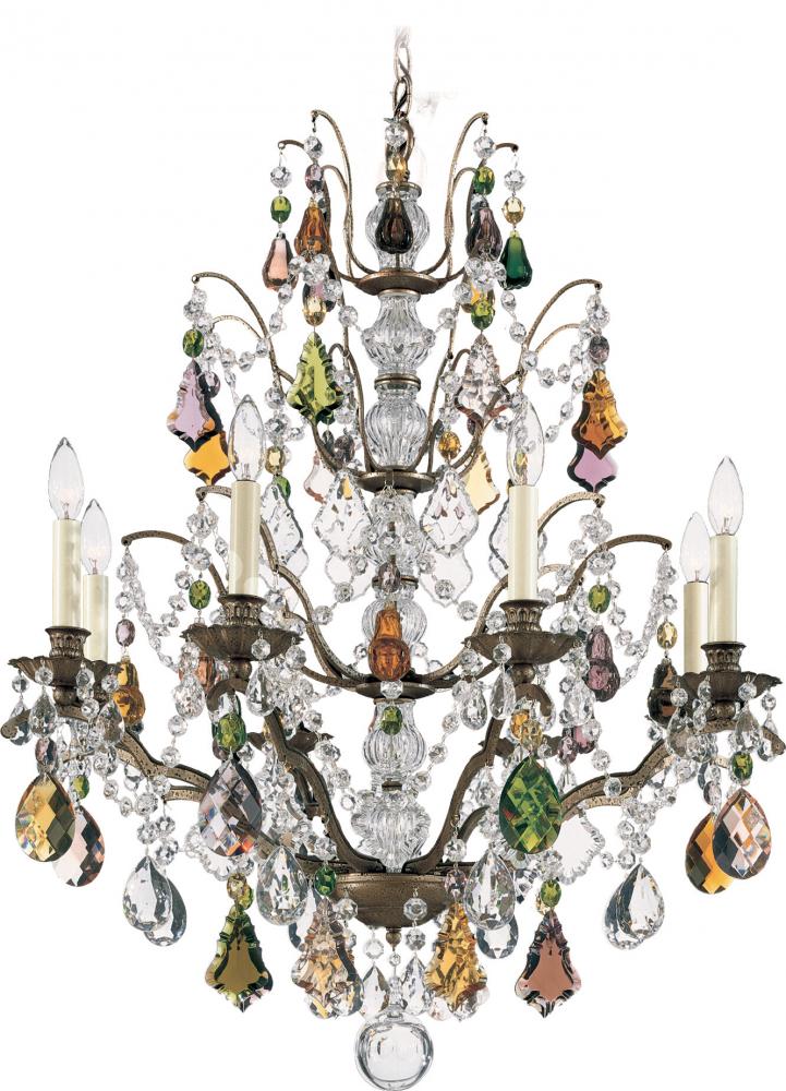 Bordeaux 8 Light 120V Chandelier in Etruscan Gold with Heritage Handcut Crystal