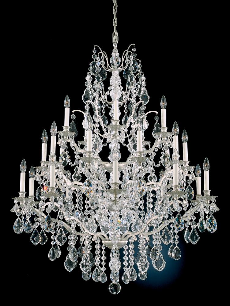 Bordeaux 25 Light 120V Chandelier in Antique Silver with Heritage Handcut Crystal