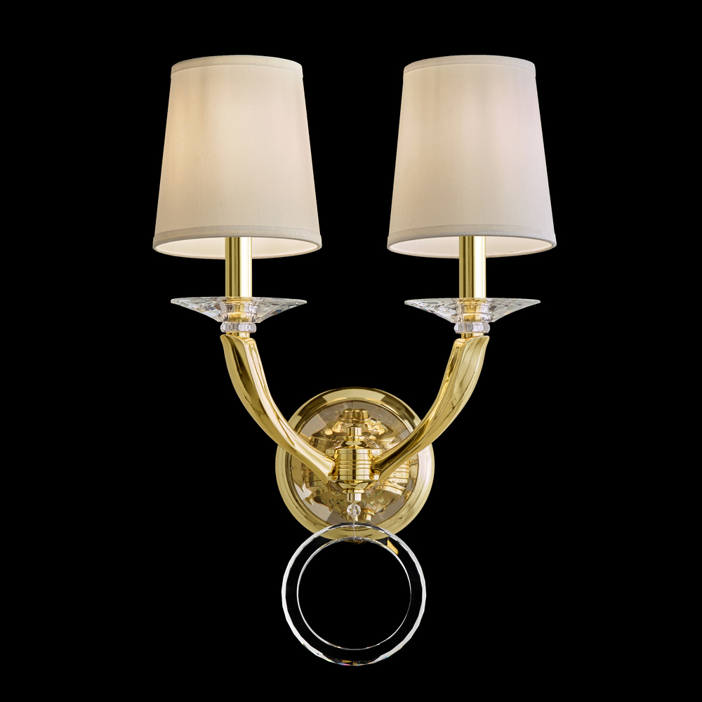 Emilea 2 Light 120V Wall Sconce in Antique Silver with Optic Crystal