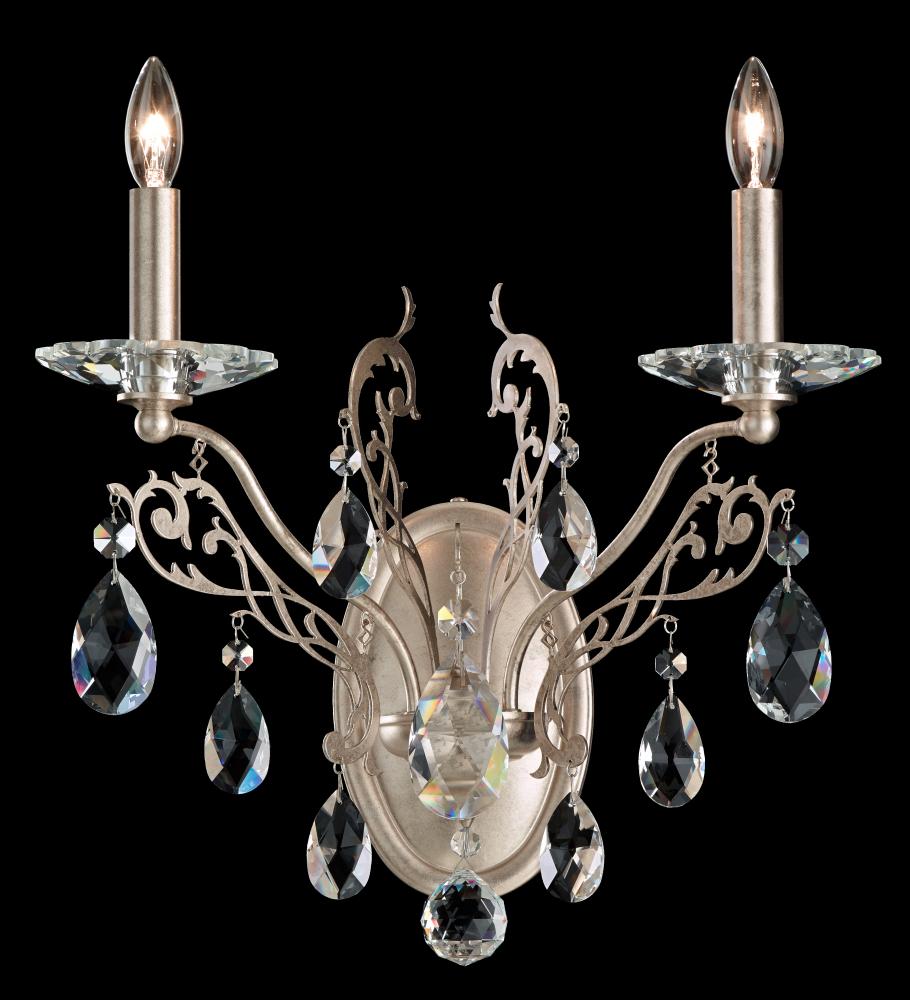 Filigrae 2 Light 120V Wall Sconce in Etruscan Gold with Heritage Handcut Crystal