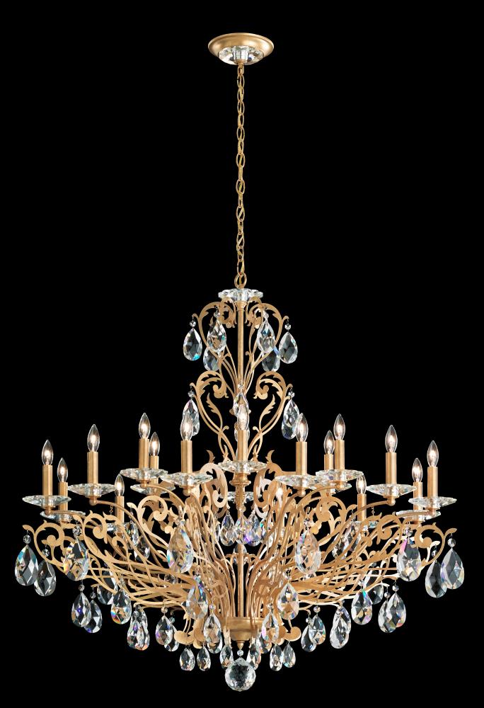 Filigrae 18 Light 120V Chandelier in Heirloom Gold with Clear Heritage Handcut Crystal