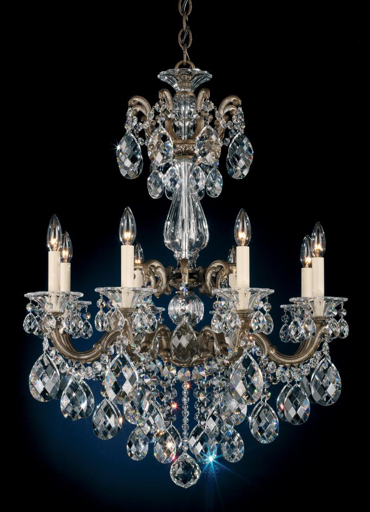 La Scala 8 Light 120V Chandelier in Etruscan Gold with Heritage Handcut Crystal