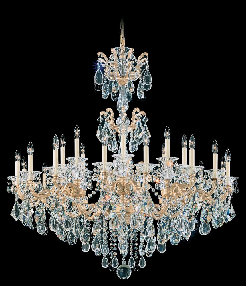 La Scala 24 Light 120V Chandelier in Florentine Bronze with Clear Heritage Handcut Crystal