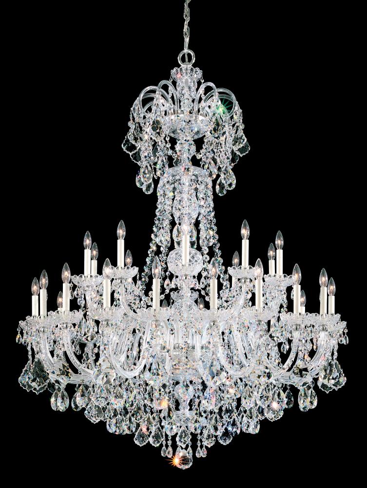 Olde World 35 Light 120V Chandelier in Polished Silver with Heritage Handcut Crystal