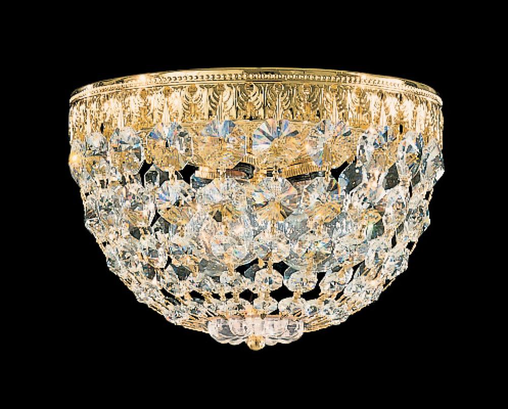 Petit Crystal 3 Light 120V Flush Mount in Polished Silver with Optic Crystal