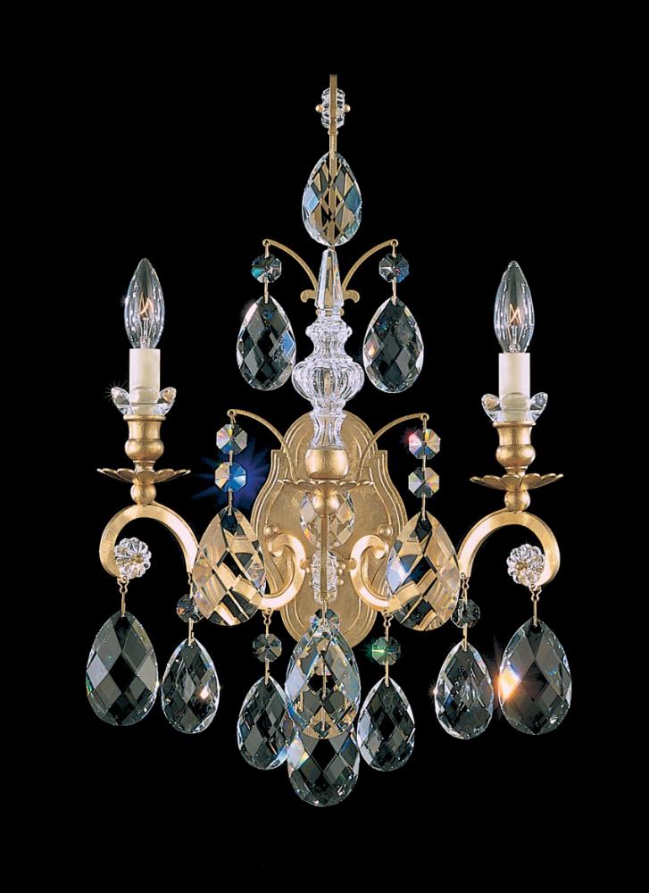 Renaissance 2 Light 120V Wall Sconce in Antique Silver with Heritage Handcut Crystal