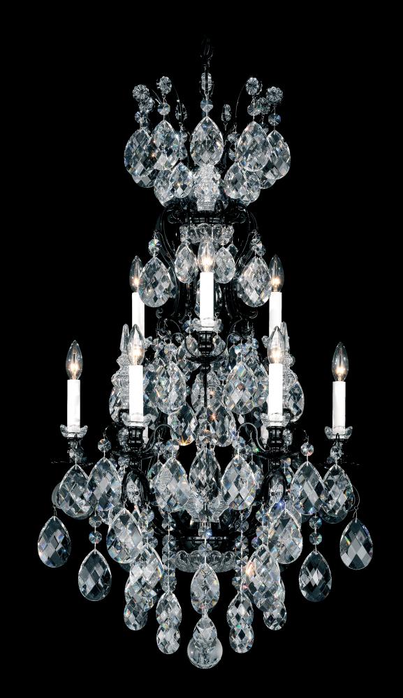 Renaissance 10 Light 120V Chandelier in Antique Silver with Heritage Handcut Crystal