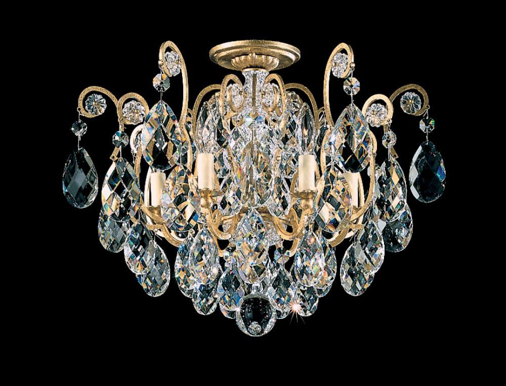 Renaissance 6 Light 120V Semi-Flush Mount in Black with Heritage Handcut Crystal