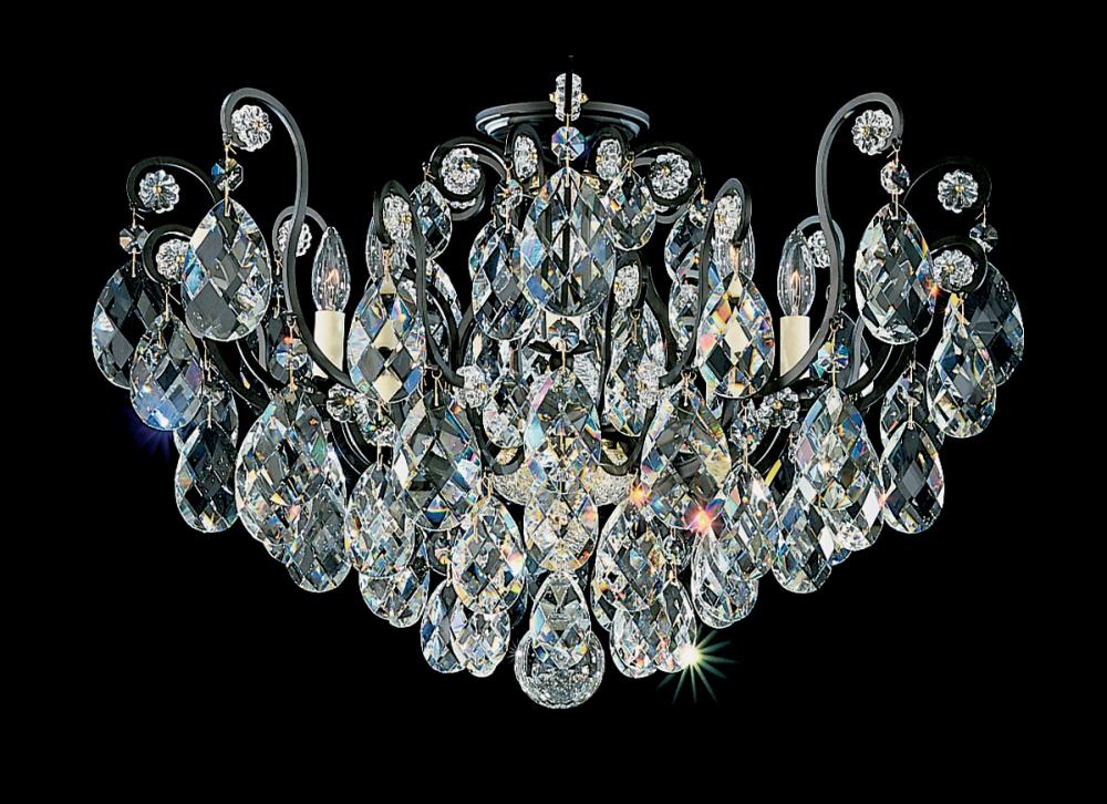 Renaissance 8 Light 120V Semi-Flush Mount in Black with Heritage Handcut Crystal