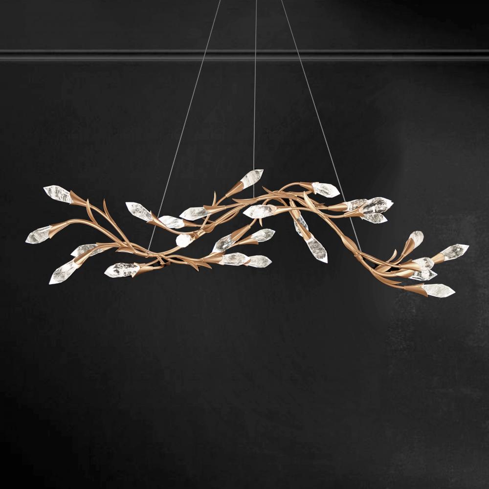 Secret Garden 56IN LED 3500K 120V-277V Pendant in French Gold with Optic Haze Quartz