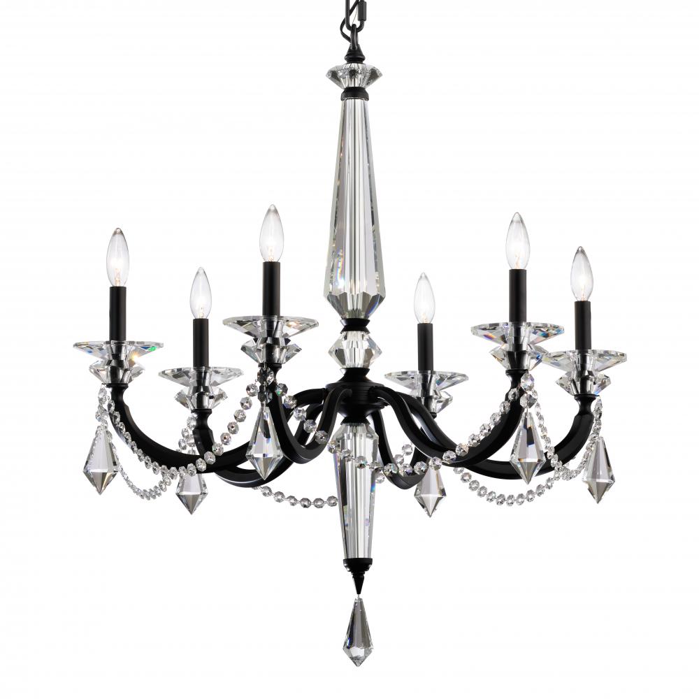 Verona 6 Light 120V Chandelier in Black with Radiance Crystal