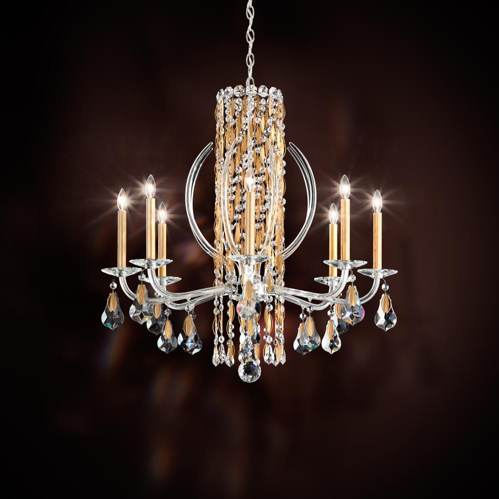 Siena 8 Light 120V Chandelier in White with Heritage Handcut Crystal