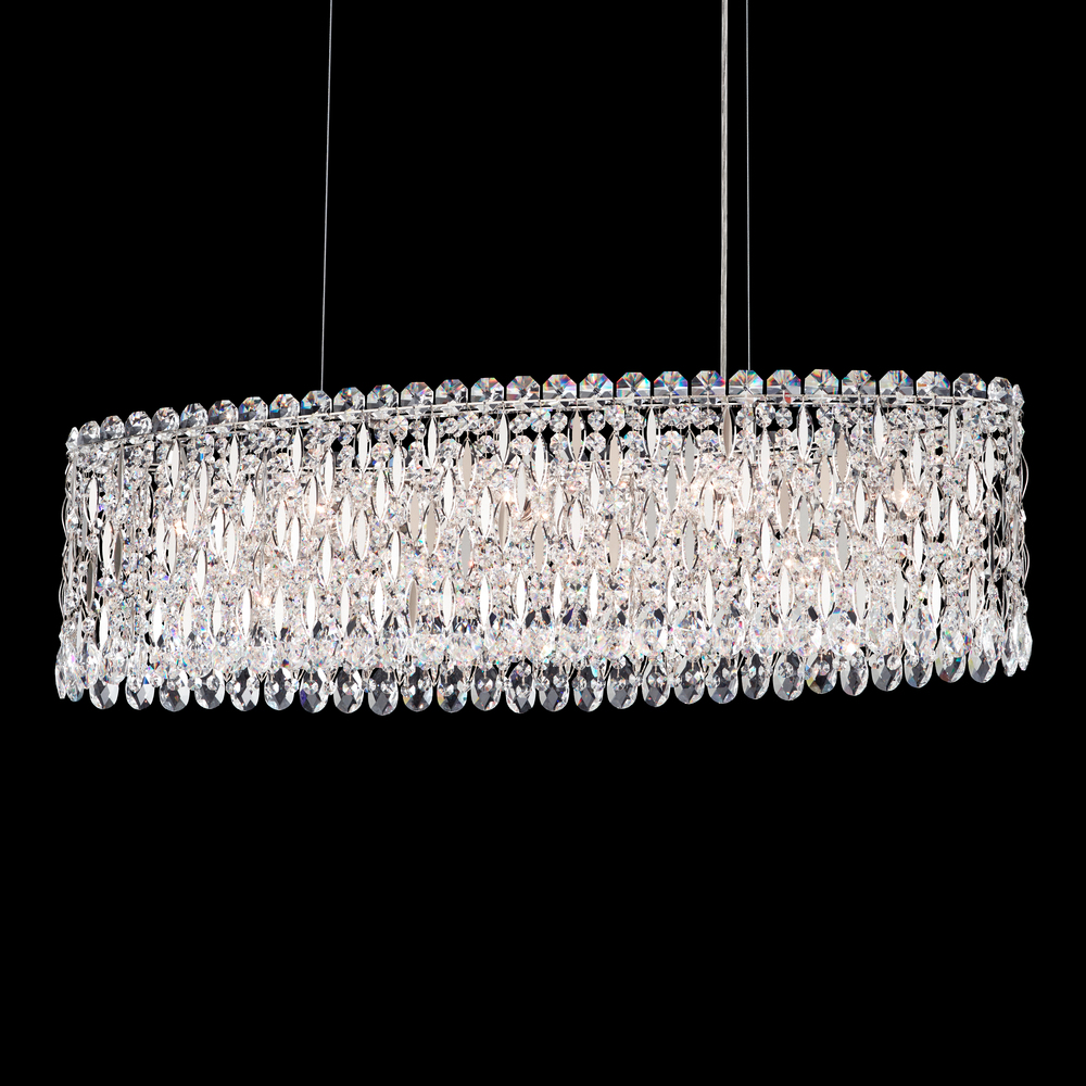 Sarella 12 Light 120V Linear Pendant in Polished Stainless Steel with Clear Crystals from Swarovsk