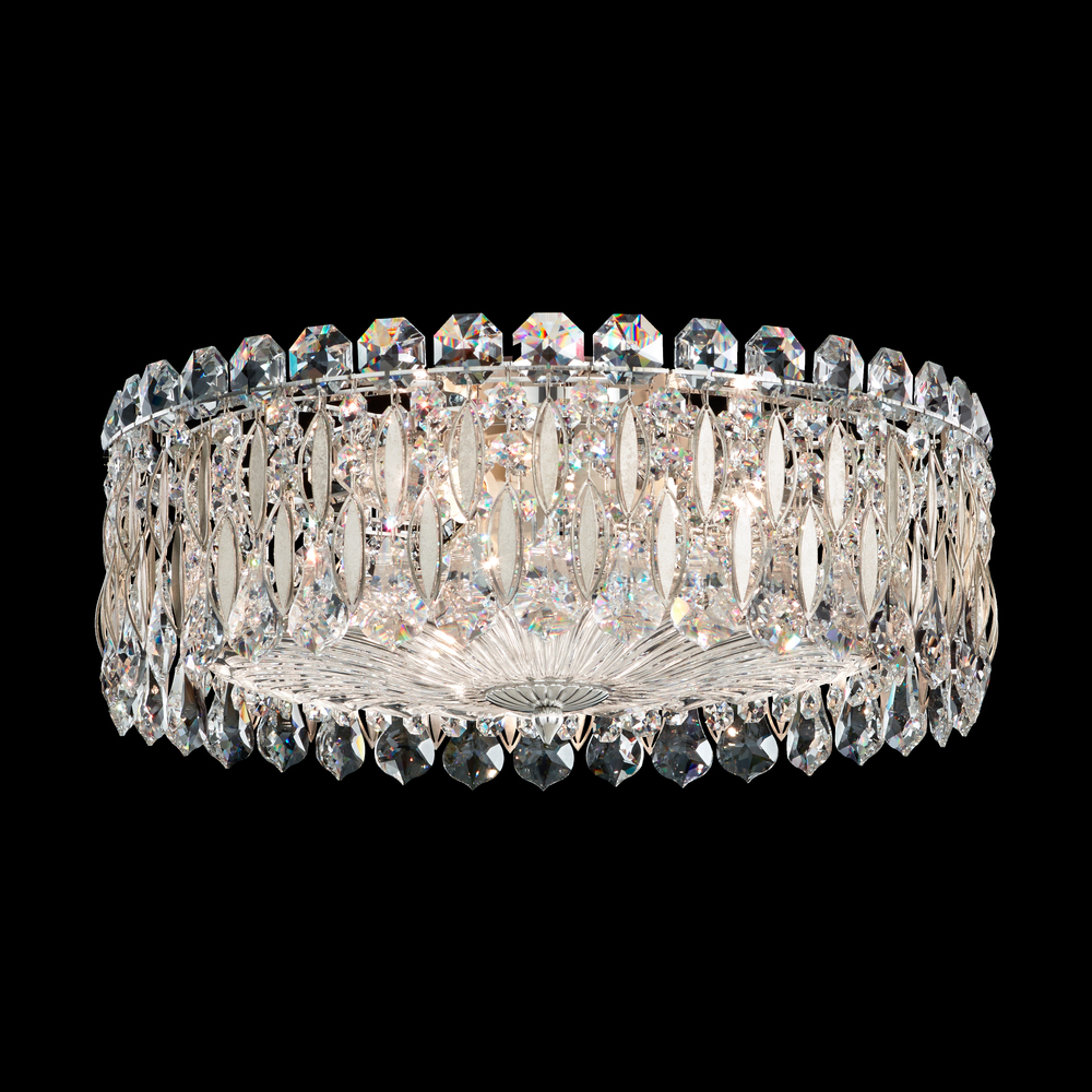 Sarella 3 Light 120V Flush Mount in Polished Stainless Steel with Clear Crystals from Swarovski