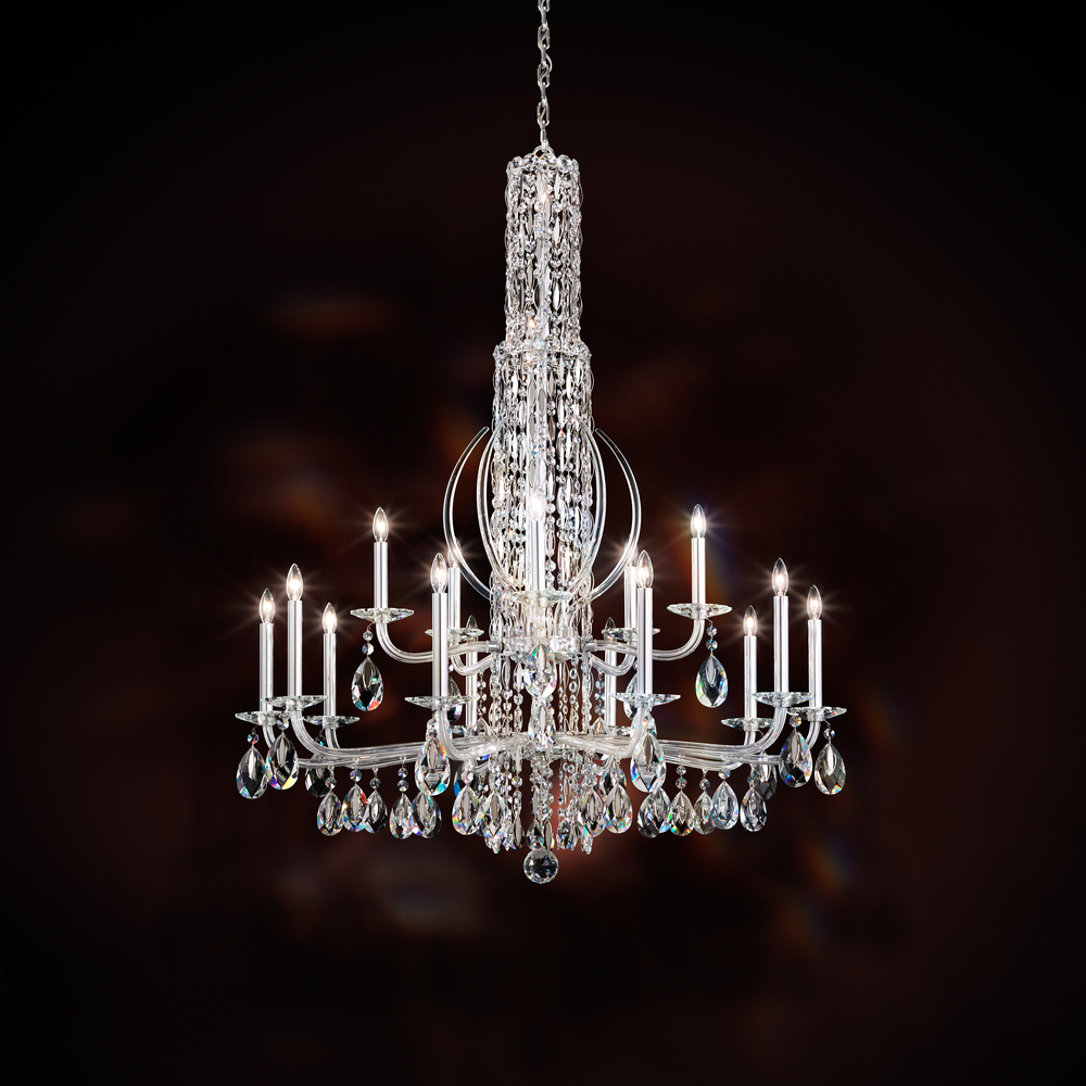 Siena 17 Light 120V Chandelier in White with Heritage Handcut Crystal