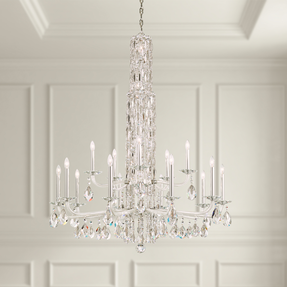 Siena 17 Light 120V Chandelier in Polished Stainless Steel with Heritage Handcut Crystal