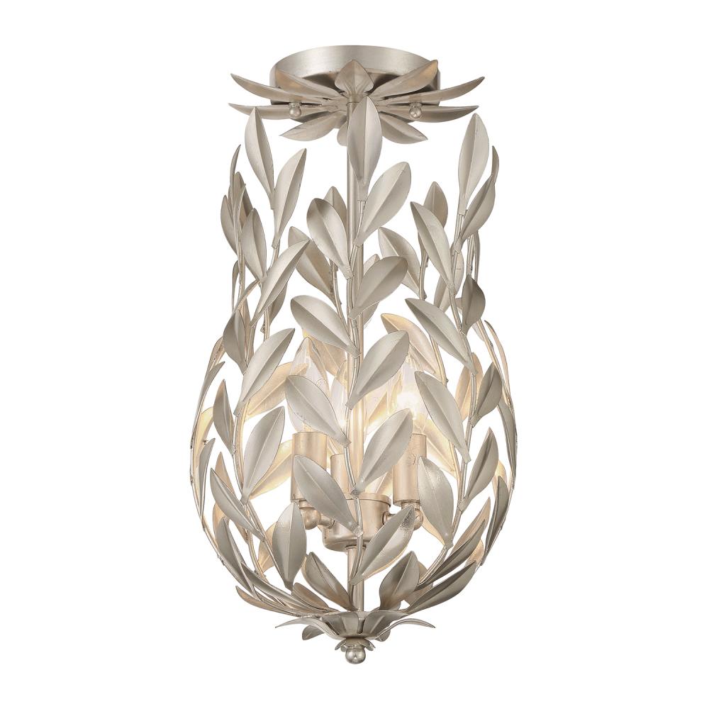 Broche 9.5'' Antique Silver Semi Flush Mount