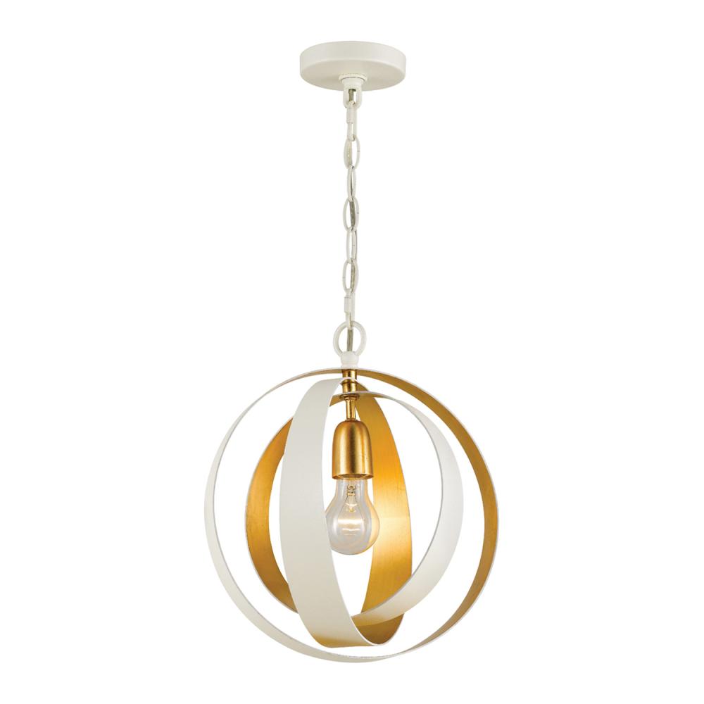 Luna 1 Light Matte White + Antique Gold Sphere Mini Pendant