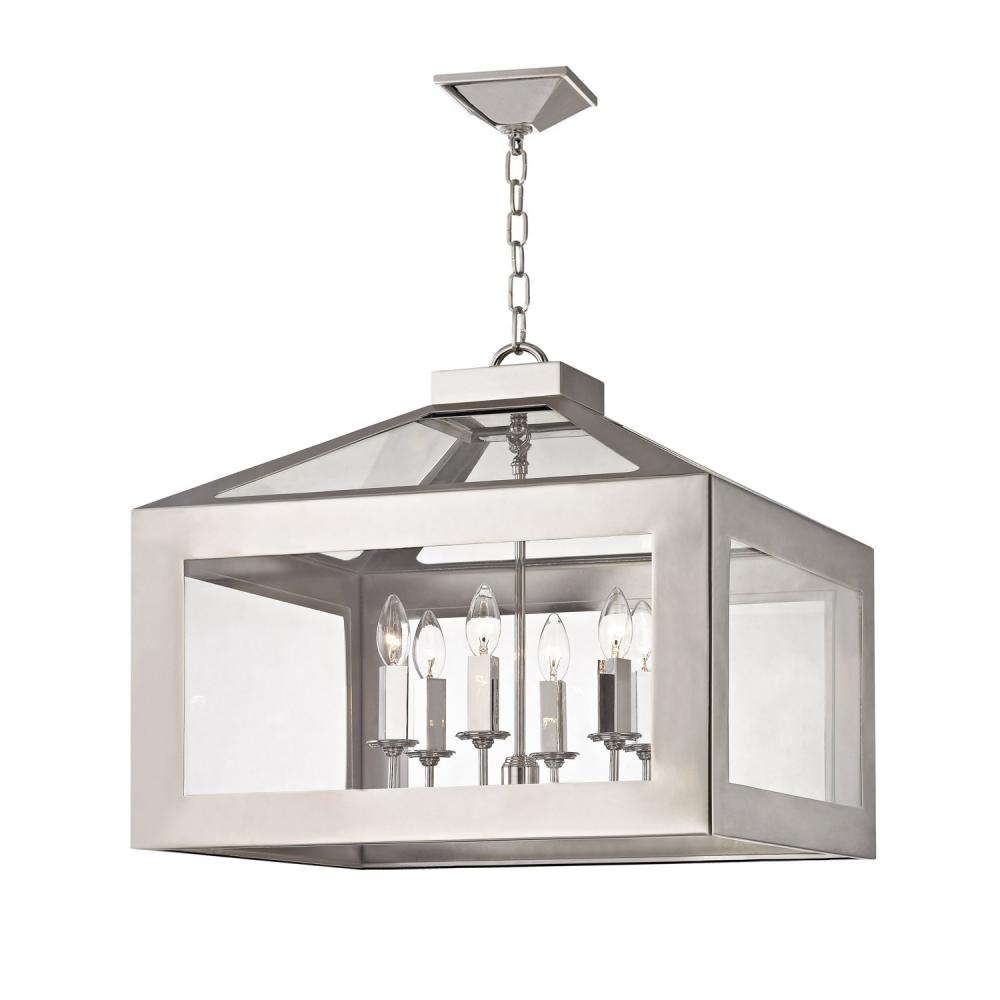 Brian Patrick Flynn Hurley 6 Light Polished Nickel Lantern Chandelier