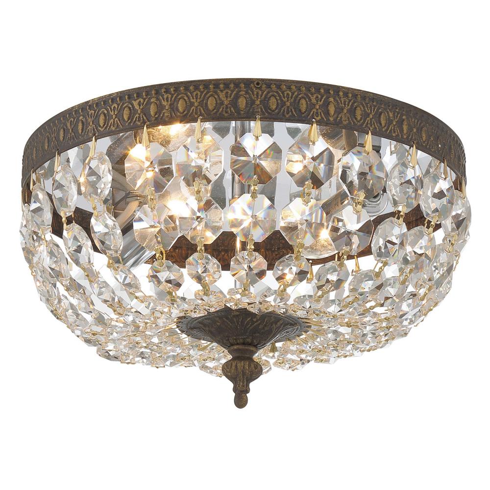 Crystorama 2 Light Clear Italian Crystal English Bronze Flush Mount