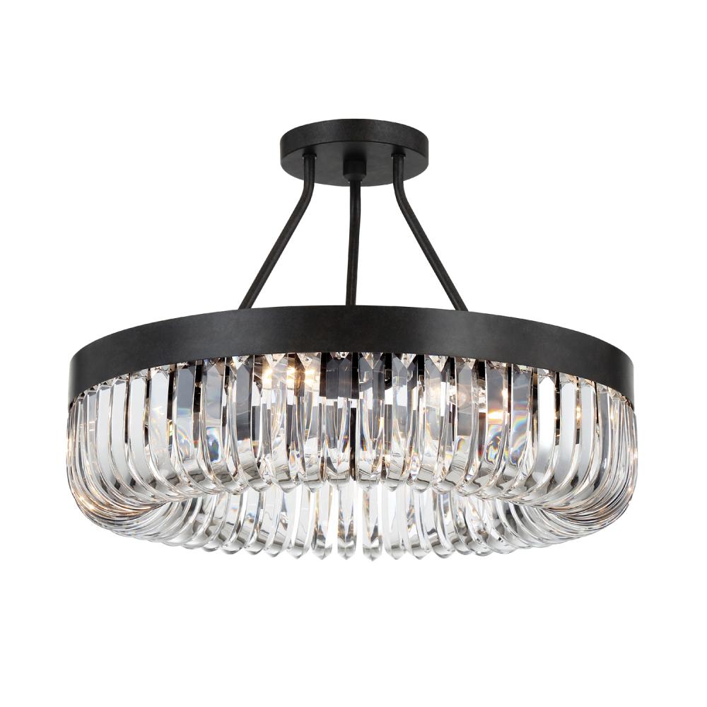 Alister 8 Light Charcoal Bronze Semi Flush Mount