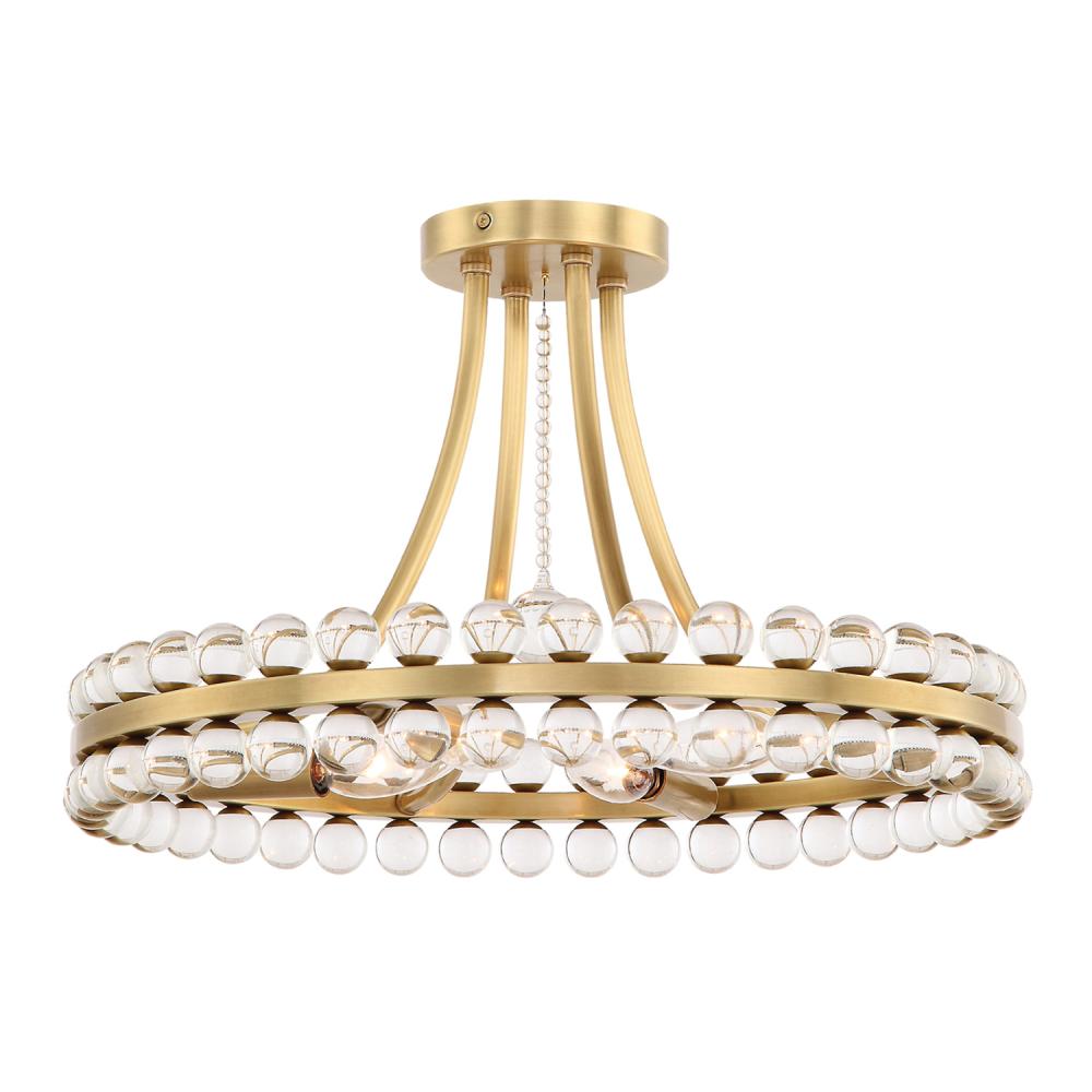 Clover 4 Light Aged Brass Semi Flush Mount