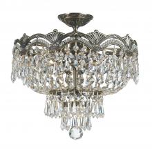 Crystorama 1483-HB-CL-I - Majestic 3 Light Clear Italian Crystal Historic Brass Semi Flush Mount