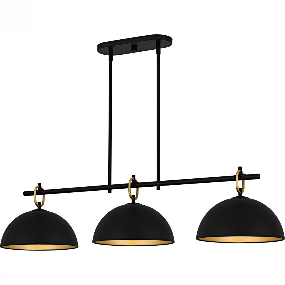 Cleo 3-Light Matte Black Linear Chandelier