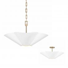 Capital 355443RE - 4 Lt Modern Botanical Dual Mount Pendant in Matte White w/ Painted Matte Brass Interior