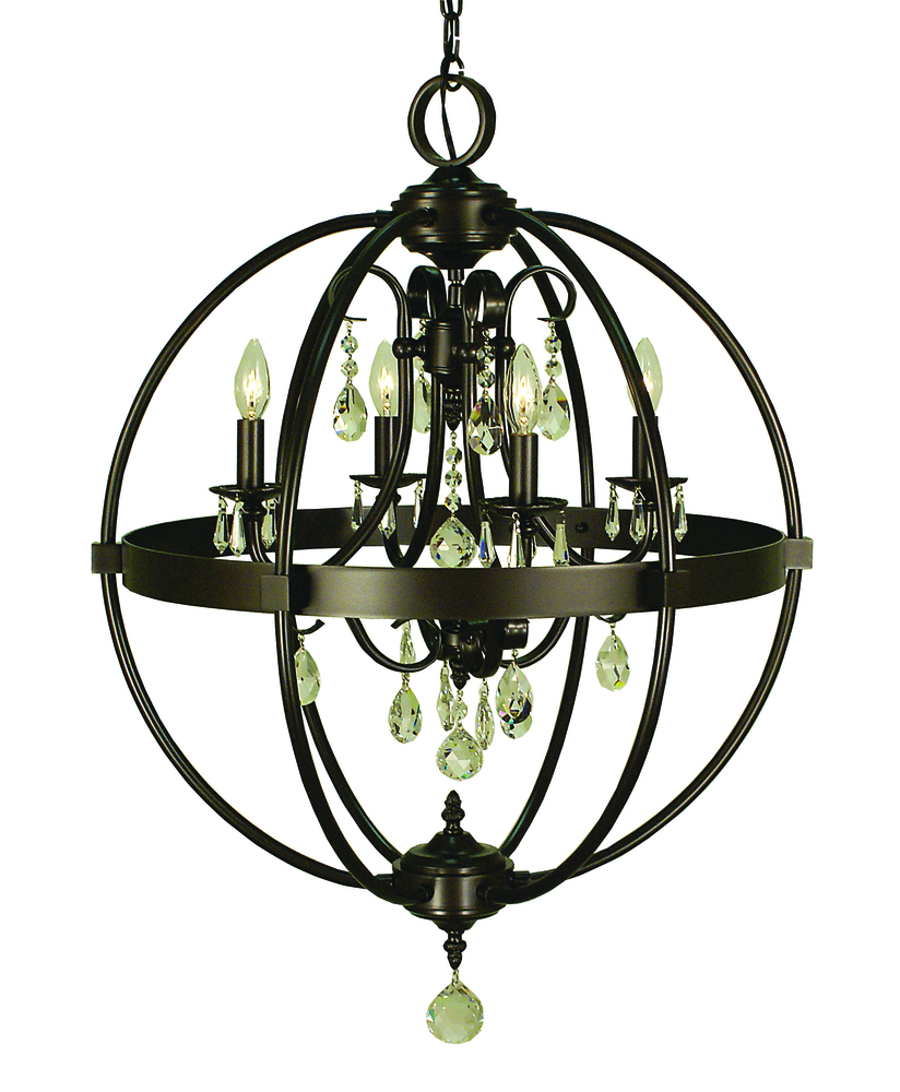 4-Light Mahogany Bronze Compass Dining Chandelier