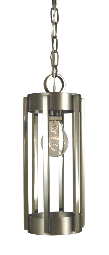 1-Light Satin Pewter/Polished Nickel Pantheon Pendant