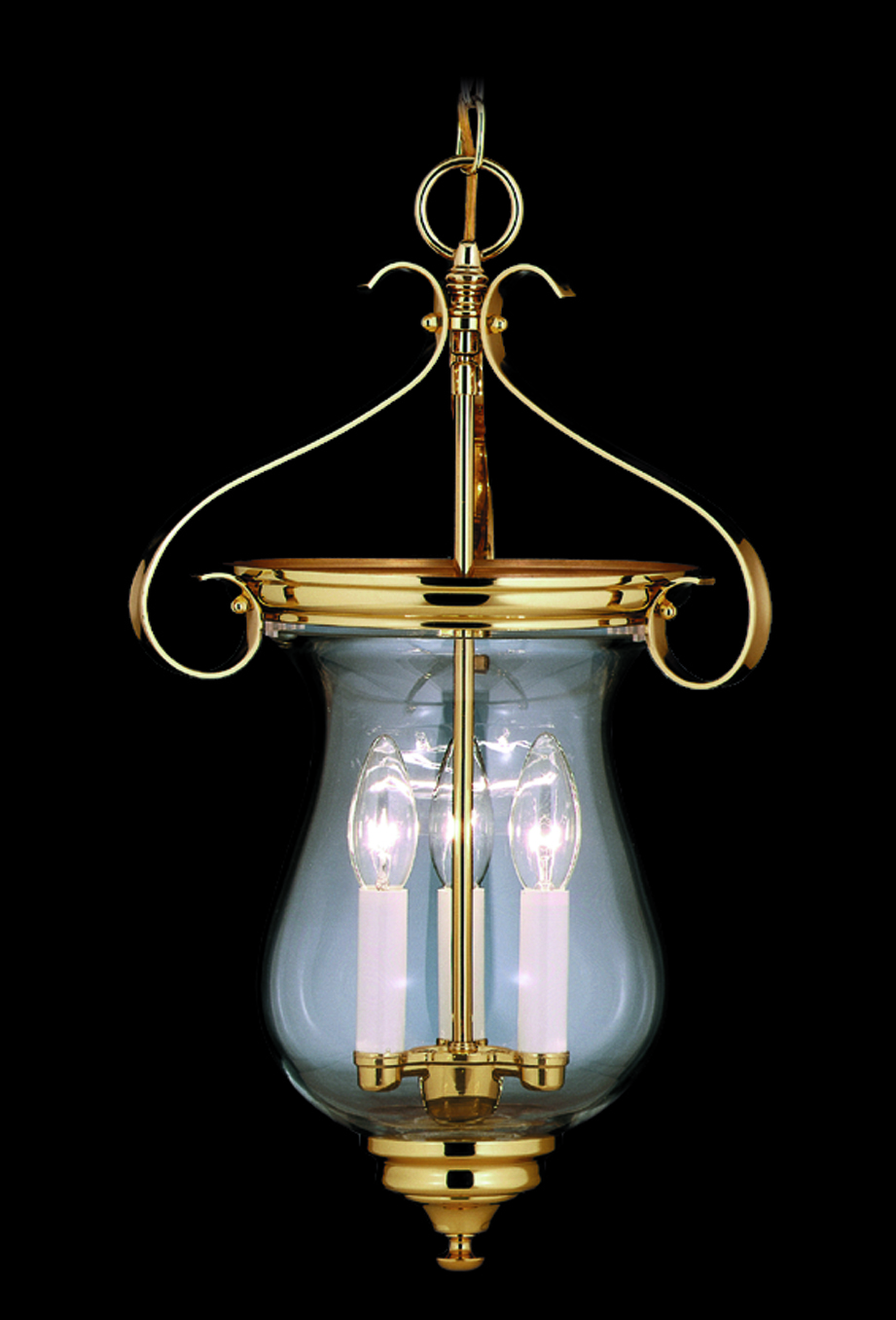 3-Light Polished Brass Jamestown Foyer Chandelier