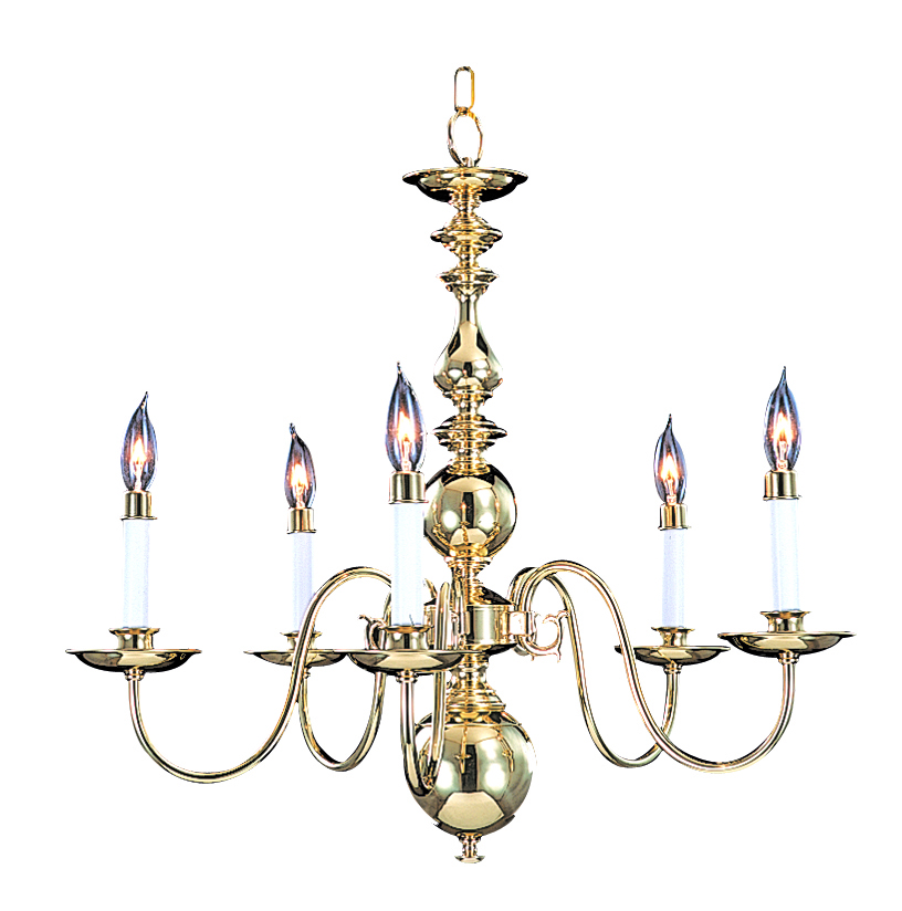 5-Light Polished Brass Jamestown Dining Chandelier