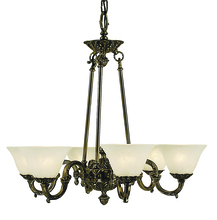 Framburg 7886 AS/CM - 6-Light Antique Silver Napoleonic Dining Chandelier