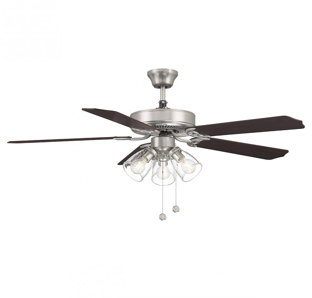 52" 3-Light Ceiling Fan in Brushed Nickel