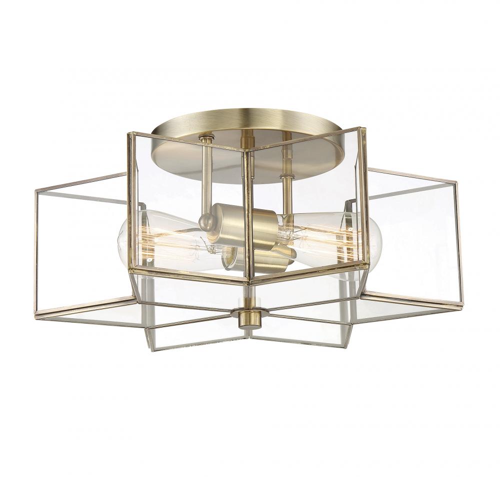 2-Light Ceiling Light in Natural Brass