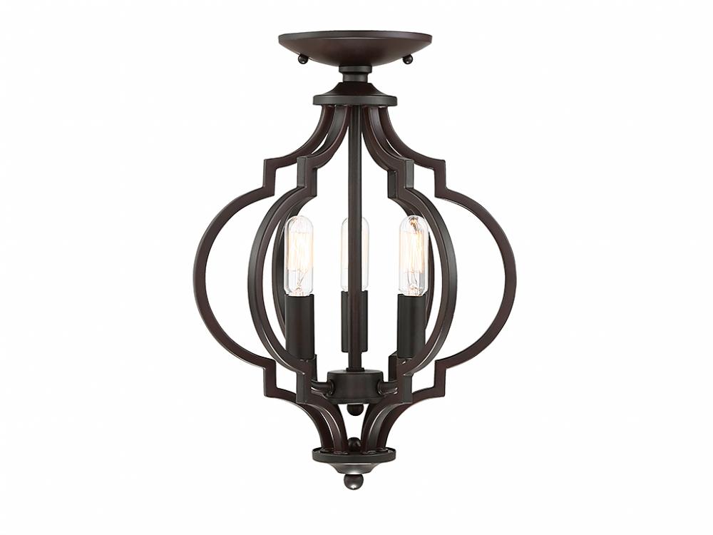 3-Light Convertible Semi-Flush or Pendant in Oil Rubbed Bronze