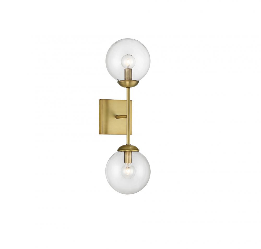 2-Light Wall Sconce in Natural Brass